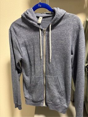 American Apparel Heathered Blue Zip-Up Hoodie Sweater